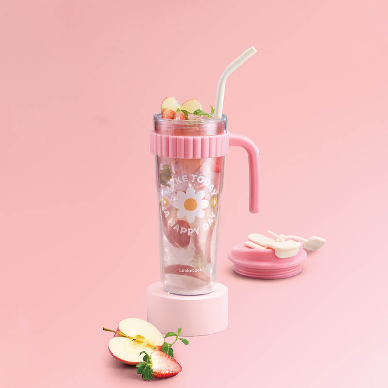 Ly Nhựa 2 Lớp LocknLock Kèm Ống Hút Spring Double Wall Cold Cup 890ml - 3 Màu (Xanh, Xanh Da Trời, Hồng) - HAP538 image number null